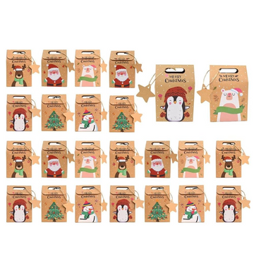 Boite à Bijoux 9x5x6cm 24 pcs Boîte à bonbons de noël créative emballage cadeau  papier kraft flocon de neige boîte cadeau vacances
